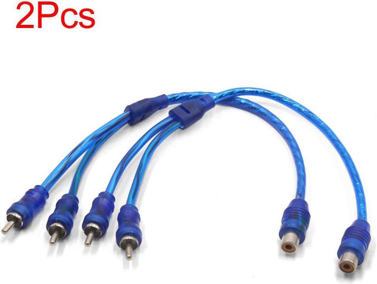 2Pcs 12 Inch Long Female to 2 Male RCA Splitter Adapter Audio Y Cable for Car