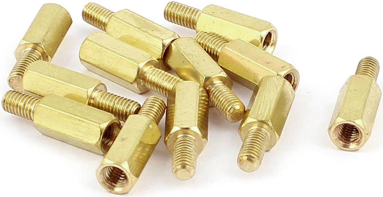 Unique Bargains 10pcs M3 10+6mm F/M Hex Nut Brass Standoff Spacer for PCB Motherboard