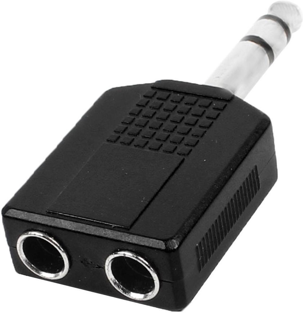 Unique Bargains Dual 6.35mm Female Jack to 6.35mm Male Plug Connector Y Splitter Audio Adapter