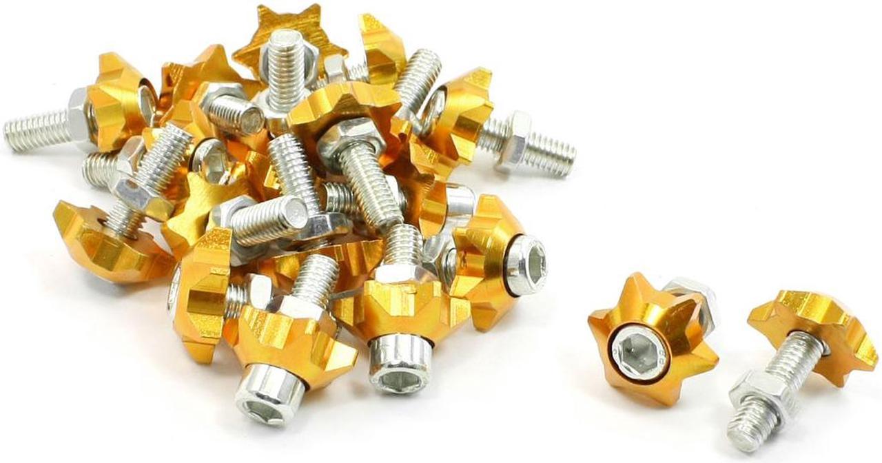 Unique Bargains 20 x Gold Tone Van Truck Car Star Design License Plate Decor Screws Bolts