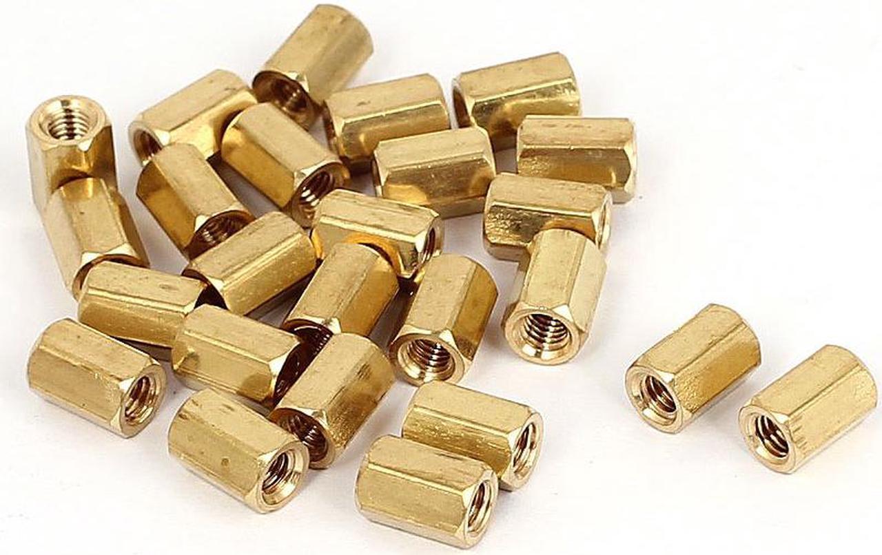 M3 x 7mm Female Threaded Brass Hex Standoff Pillar Rod Spacer Coupler Nut 25pcs