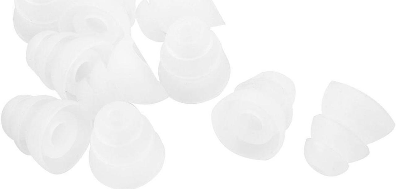 Unique Bargains Silicone Triple Flange Noise Cancellation Earphone Pad Earbud Cap Tip Cover Replacement Clear 10 Pcs