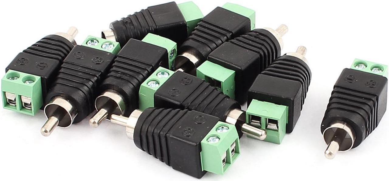 Main image of Unique Bargains 10 Pcs Speaker RCA Wire to AV Phono Male RCA Connector Jack Adapter