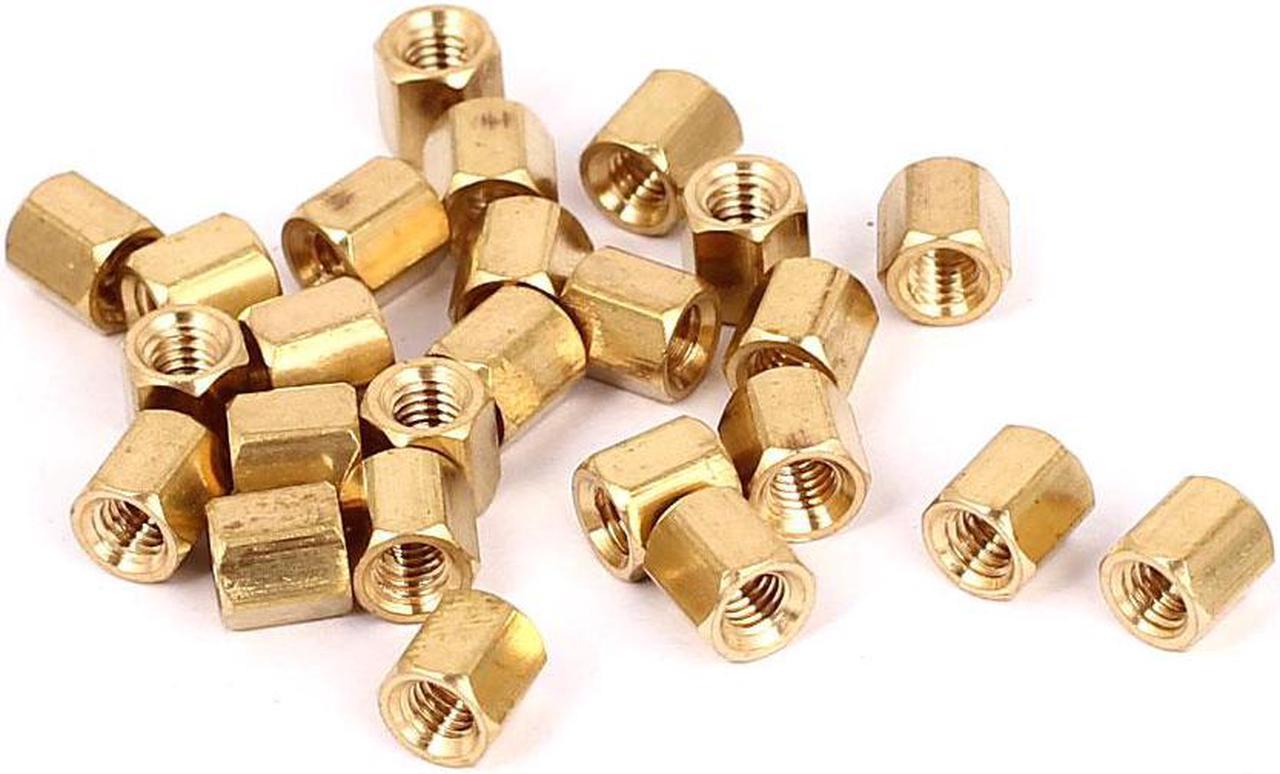 M3 x 5mm Female Threaded Brass Hex Standoff Pillar Rod Spacer Coupler Nut 25pcs