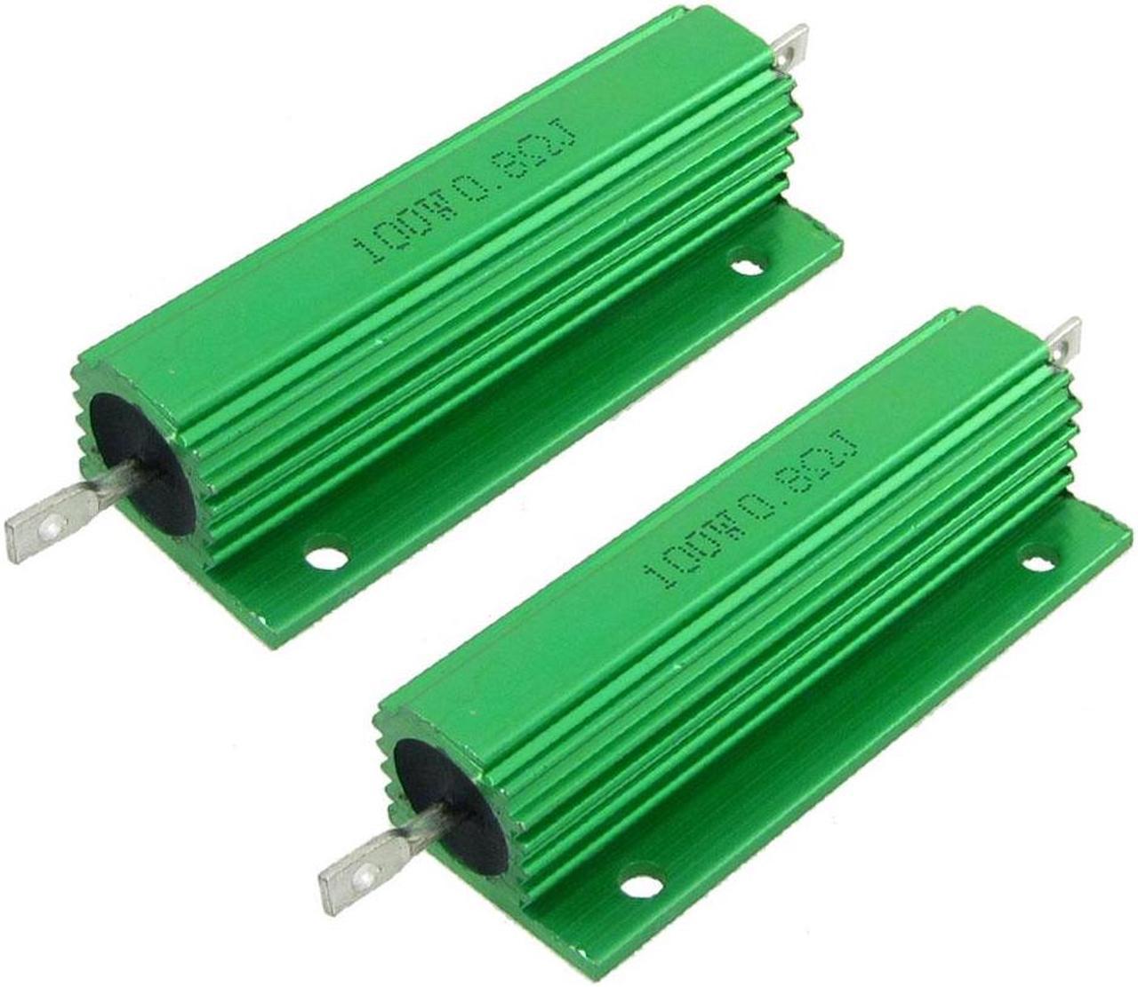 Unique Bargains 2pcs 100W 0.8 Ohm 5% Chassis Mounted Aluminum Clad Resistors Green