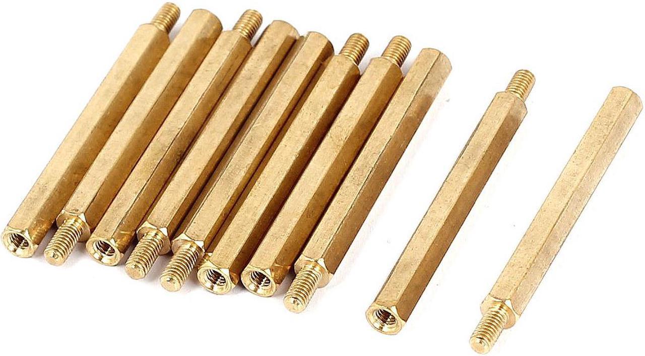 M3x40+6mm Female/Male Thread Brass Hex Standoff Pillar Spacer Coupler Nut 10pcs