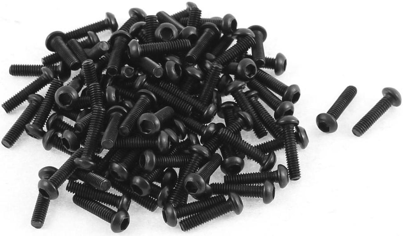 Unique Bargains M2.5x10mm Thread 10.9 Alloy Steel Button Head Hex Socket Cap Screw Bolt 100pcs