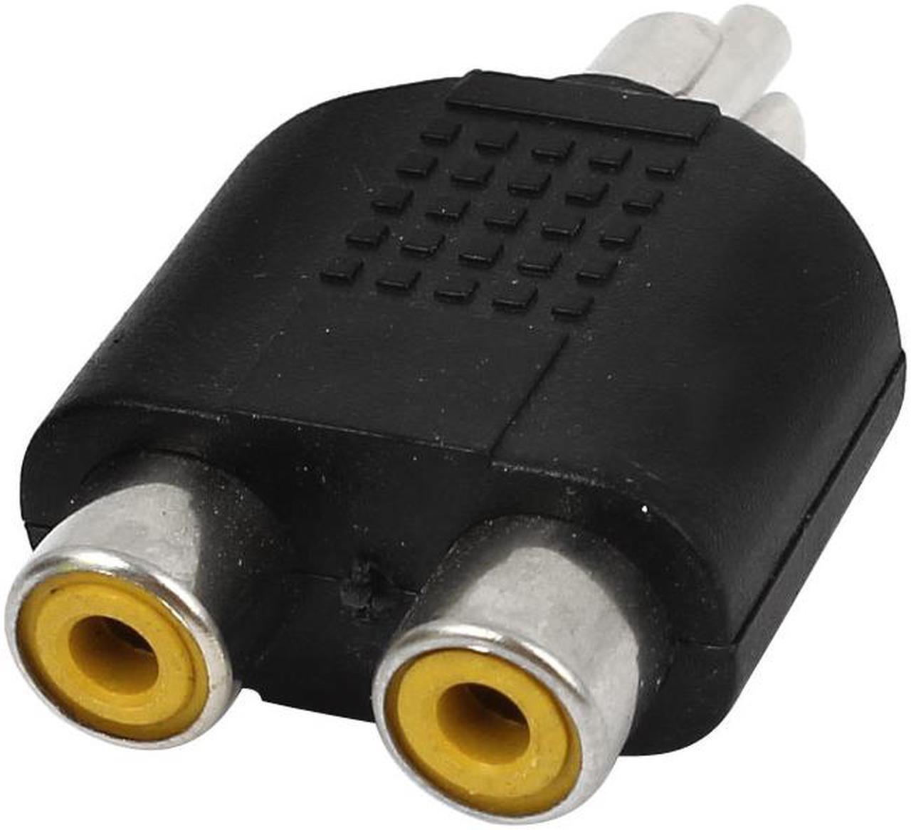 Unique Bargains Black RCA 2 Female to 1 Male Socket Phono Audio Y Splitter Adapter Converter