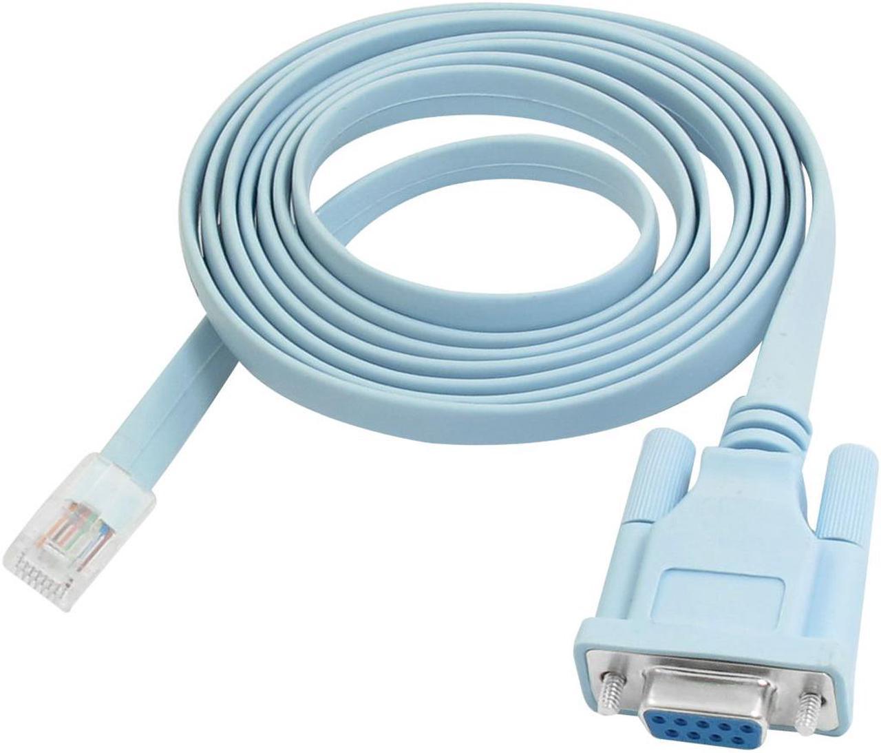 Routers Network RJ45 to 9-pin RS232 DB9 Cable Wire Convertor Blue 6Ft