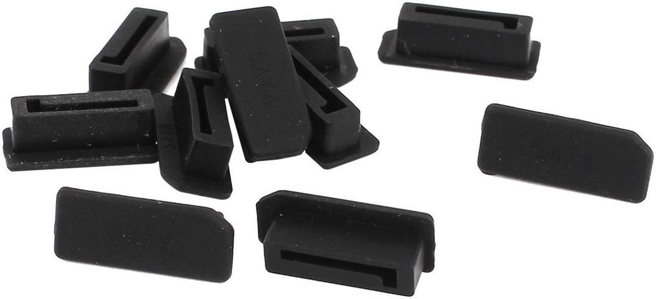 10 Pcs Black Silicone Anti Dust Plug Cap Protector Cover for SATA Female Port