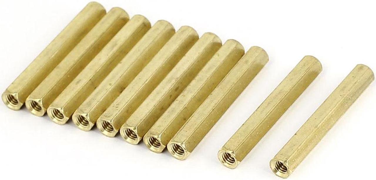 M4 x 40mm Female Thread Brass Hex Standoff Pillar Rod Spacer Coupler Nut 10pcs