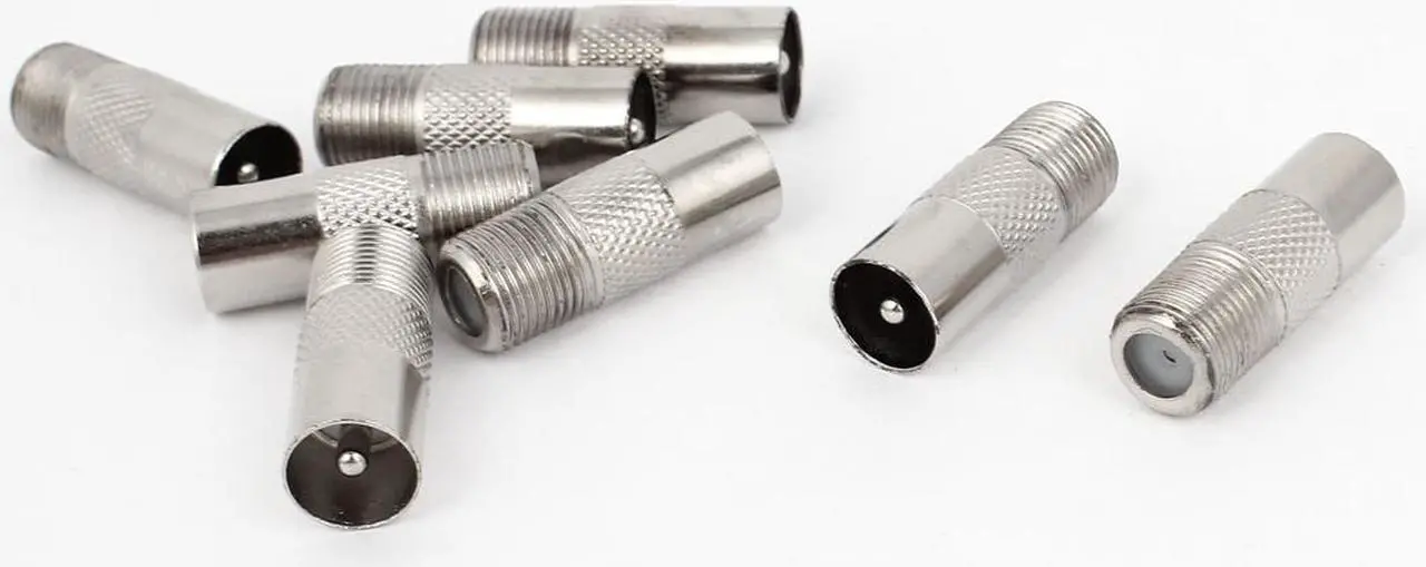Main image of Unique Bargains 8 Pcs Metal F Type Female to TV PAL Male Plug Coaxial Coax Adapter RF Connector