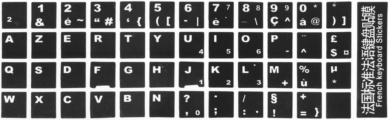 Unique Bargains Notebook Laptop Keyboard French Azerty Sticker Decal Cover Black White