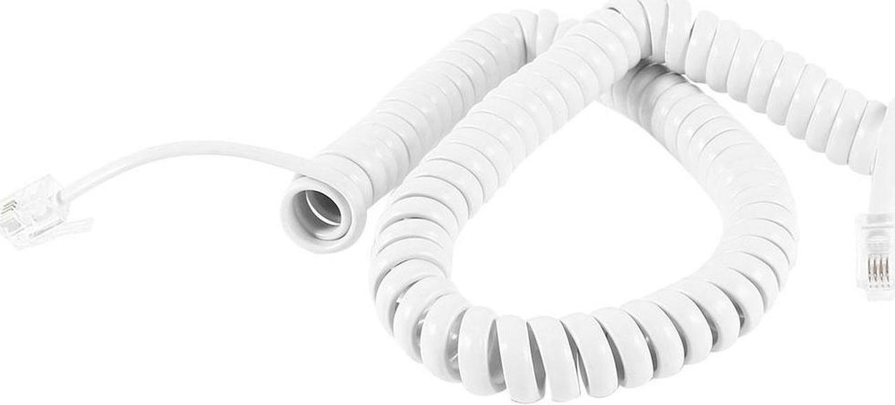 Unique Bargains 10ft Length Coil Stretchy RJ9 4P4C Elastic Telephone Cable White