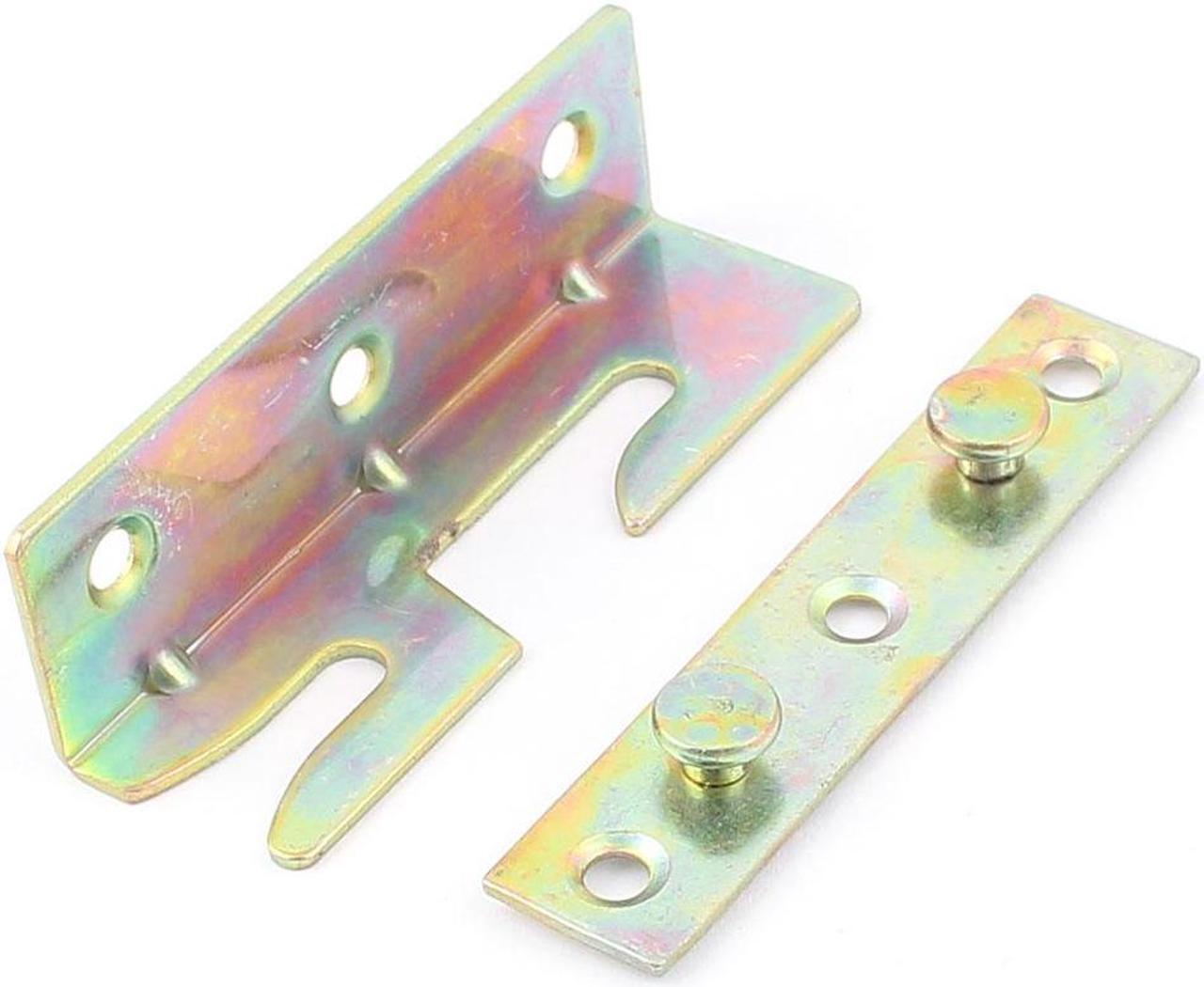 Main image of Furniture Wood Bed Rail Hook Metal Fasteners 80x25x25mm Brass Tone
