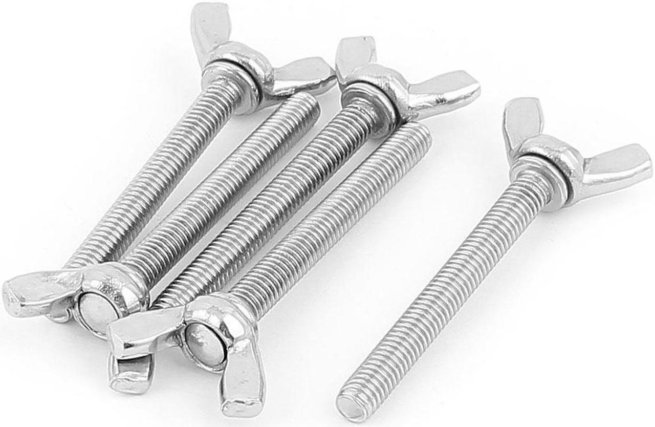 5pcs 304 Stainless Steel M6 Thread Wing Shape Butterfly Head Screws Bolts