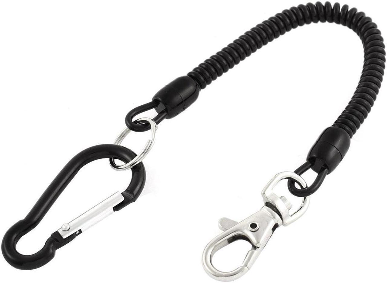 Carabiner Hook Lobster Clasp Black Coil Lanyard Spring Key Chain