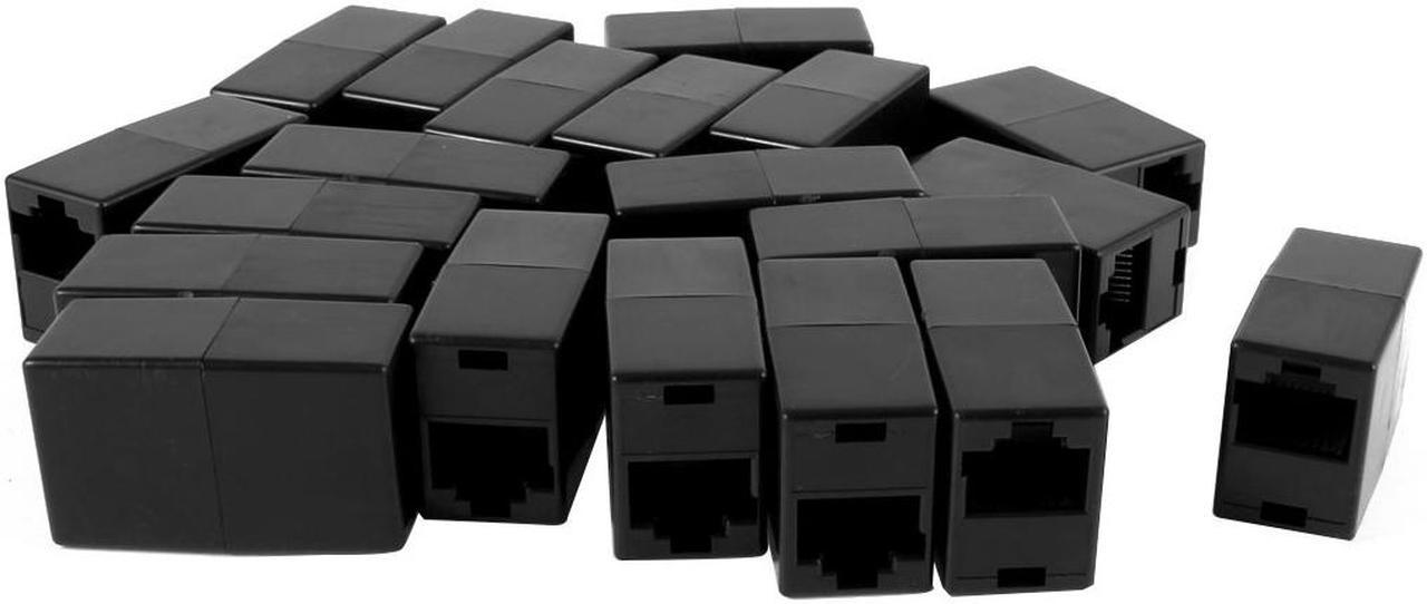 Unique Bargains 20 Pcs Black RJ45 8P8C Female/Female Socket Modular Ethernet Connector Coupler