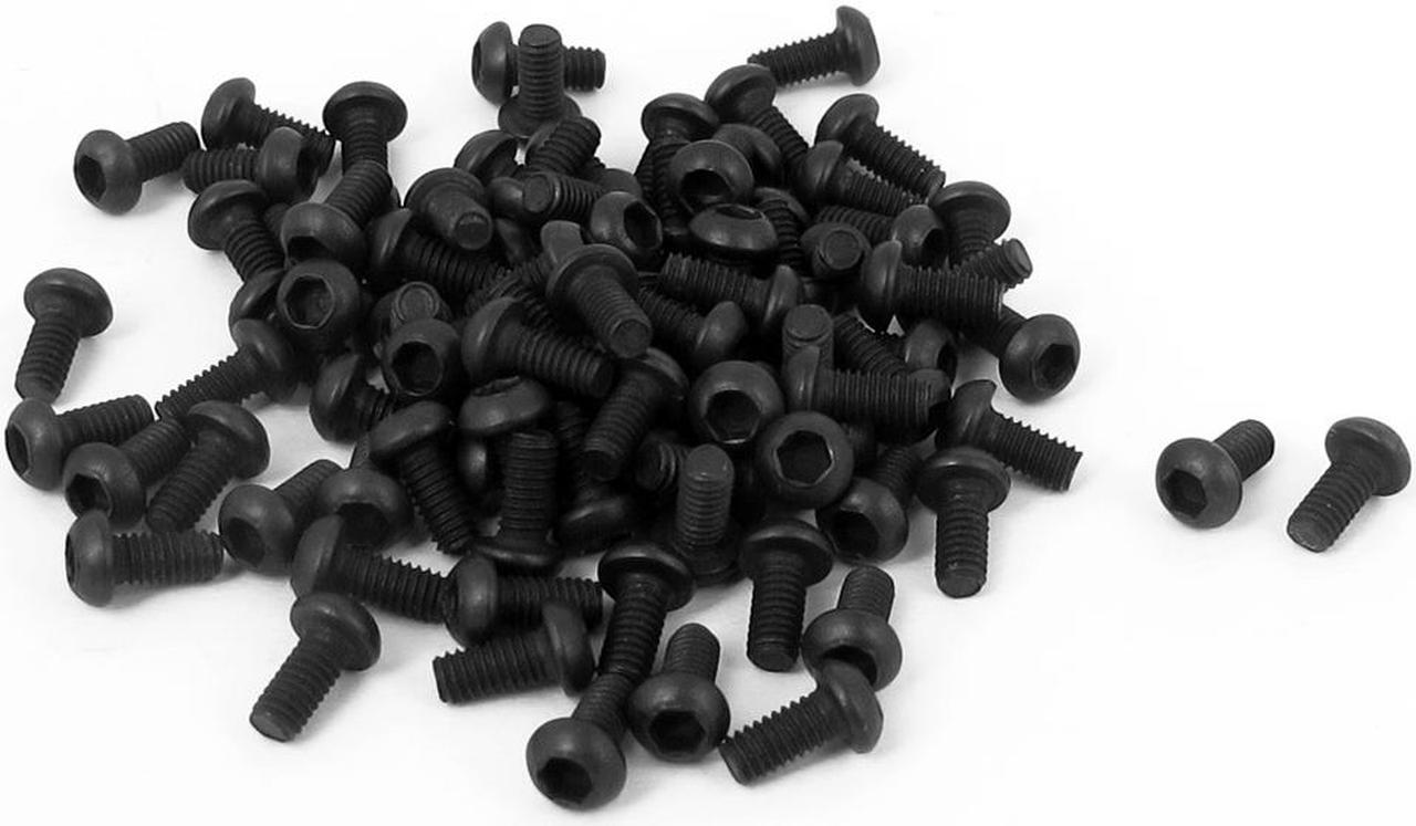 Unique Bargains M2.5x5mm Thread 10.9 Alloy Steel Button Head Hex Socket Cap Screw Bolt 100pcs