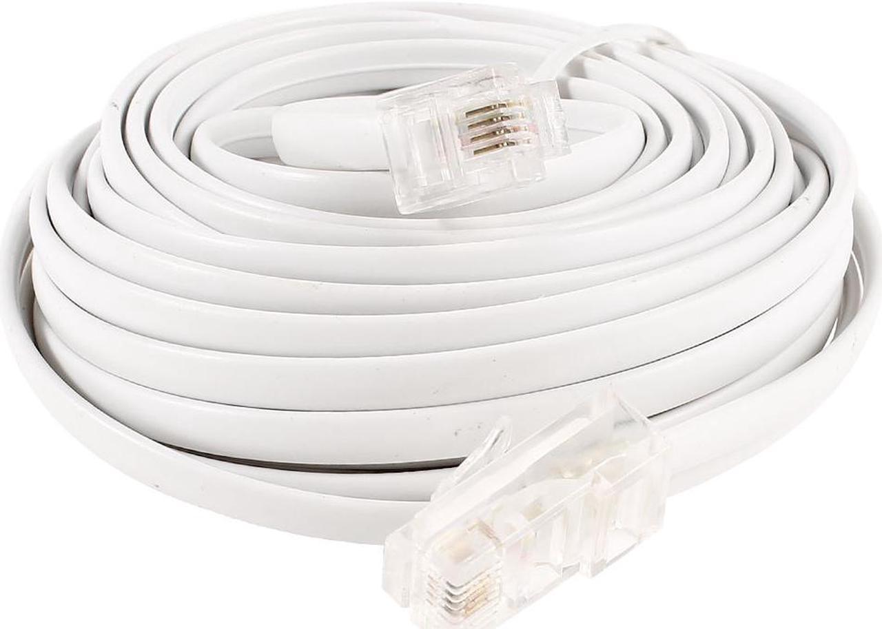 Unique Bargains White RJ11 6P4C to RJ 45 8P4C Modular Telephone Extenstion Cable 6M 20ft