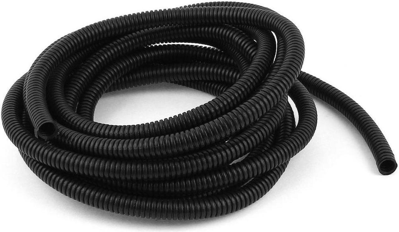 Unique Bargains Black Plastic 13mm x 10mm Corrugated Tube Bellow Pipe Insulated Sleeve 5M Length