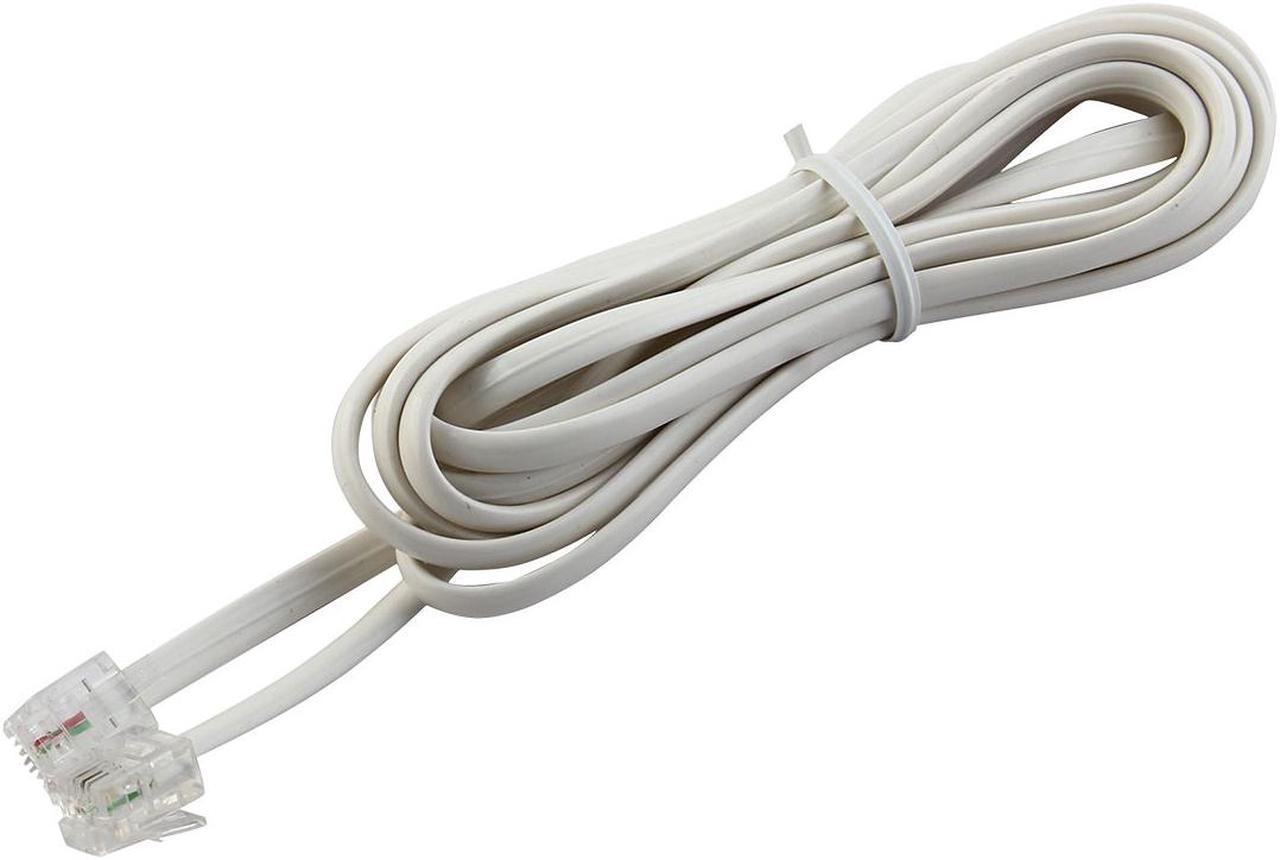 Unique Bargains Home Office White RJ11 6P4C Male / Male Telephone Cable Cord Line