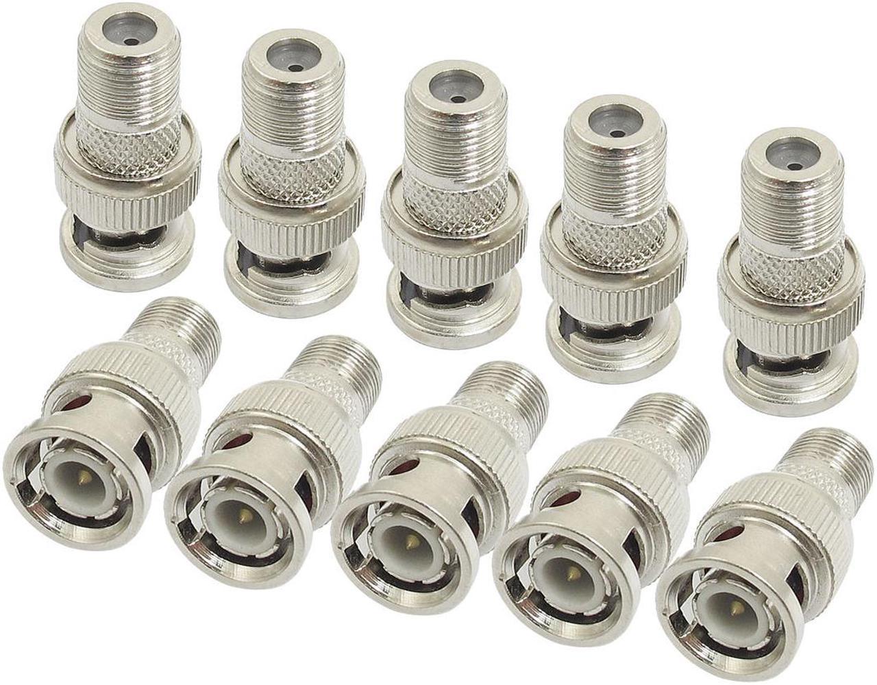 10 Pcs Replacement BNC Male to F Female Plug Metal Adapter Connectors