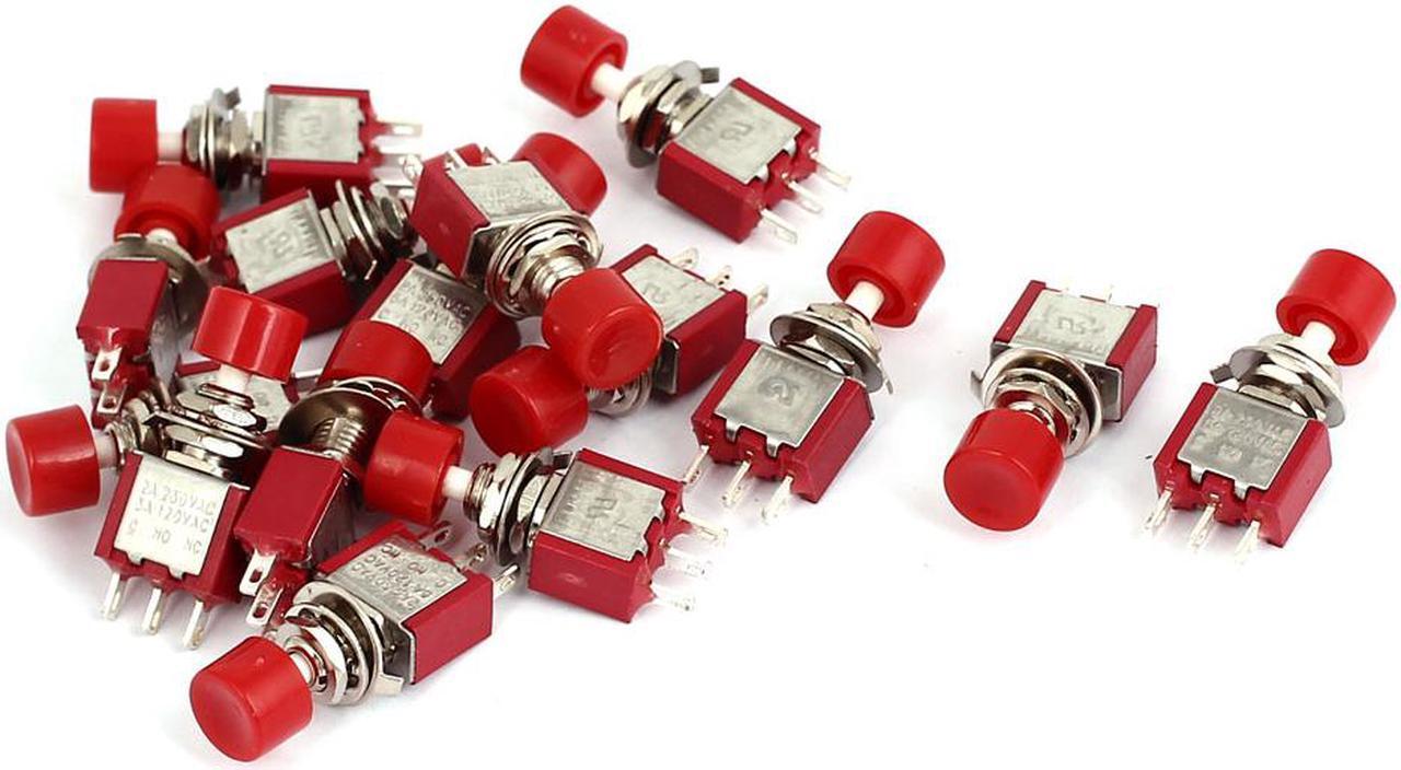 Main image of AC 120V 5A/ AC 250V 2A SPDT 1NO 1NC Momentary Mini Push Button Switch 15Pcs