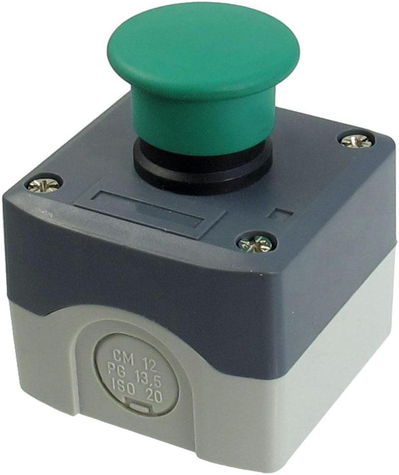 Main image of Unique Bargains Unique Bargains SPST NO Circuit Control Momentary Green Mushroom Push Button Switch 240V 3A