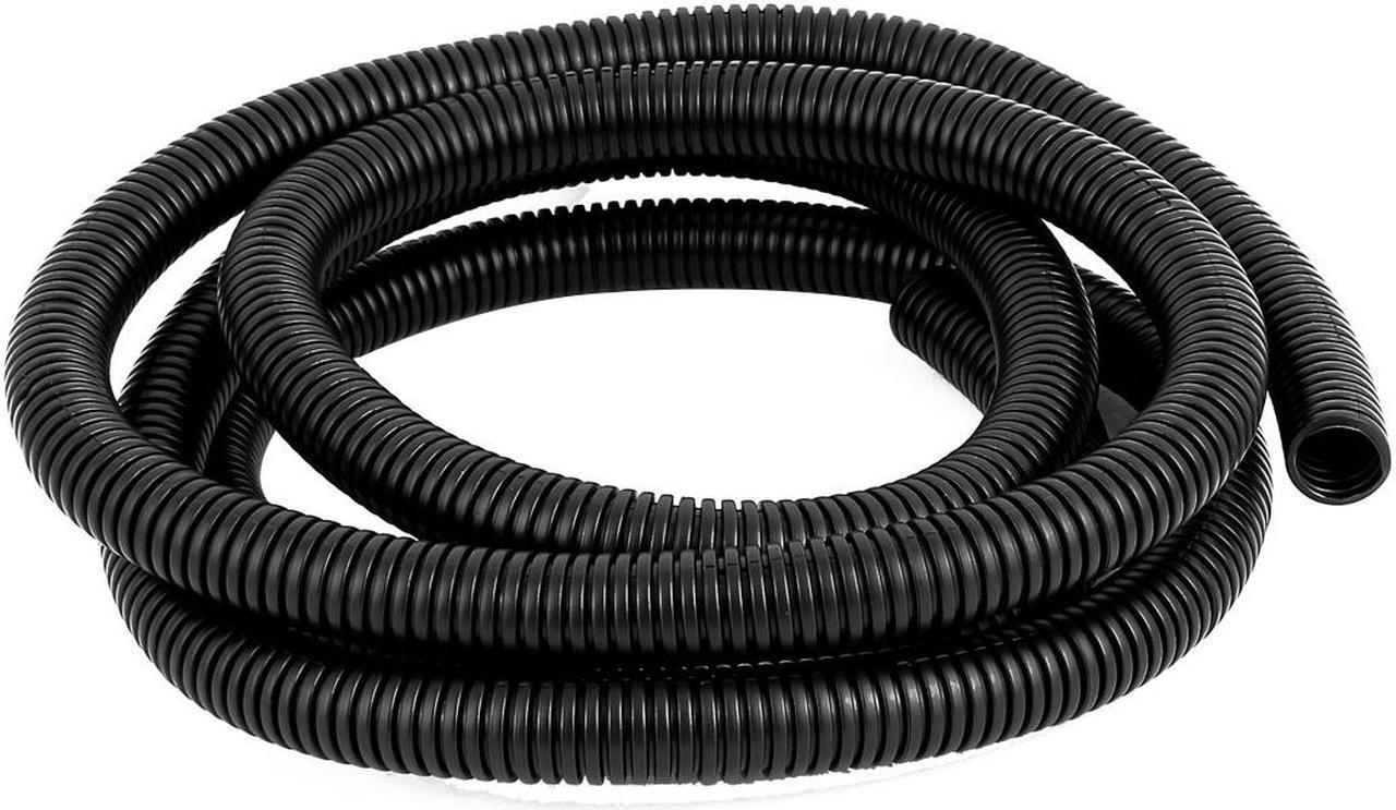 Black Plastic 18x15mm Dia Flexible Corrugated Conduit Pipe Hose Tubing 2.3M Long