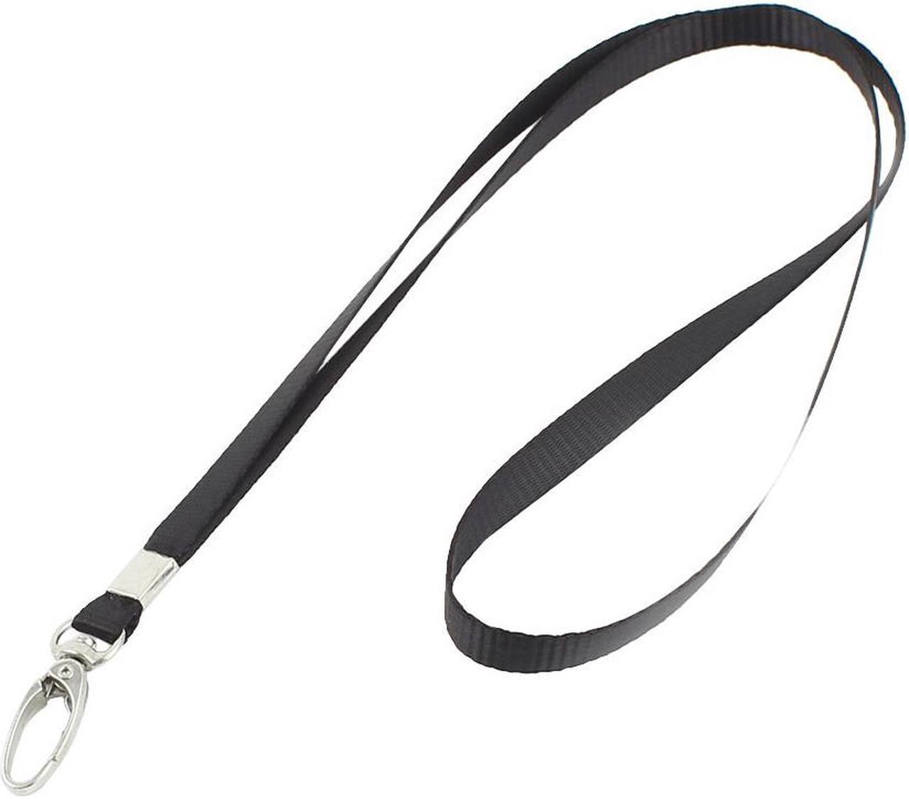 Unique Bargains Swivel Metal Clip Flat Lanyard Neck Strap Black for Working Card Holder