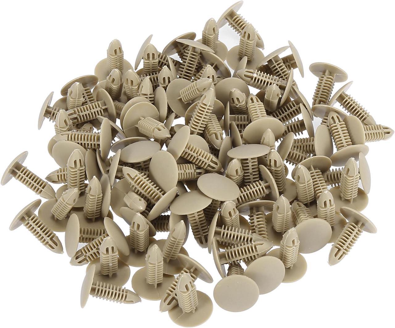 100pcs 6mm Hole Plastic Rivets Fastener Push Clips Khaki for Car