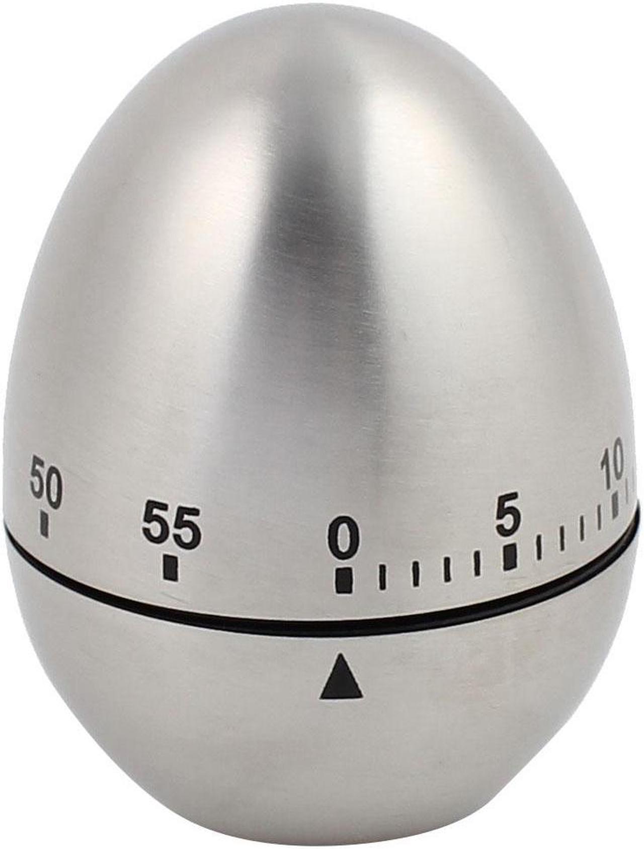 2.4x2.4x3.1-Inch 60 Minute Mechanical Kitchen Egg Timer Stainless Steel Silver