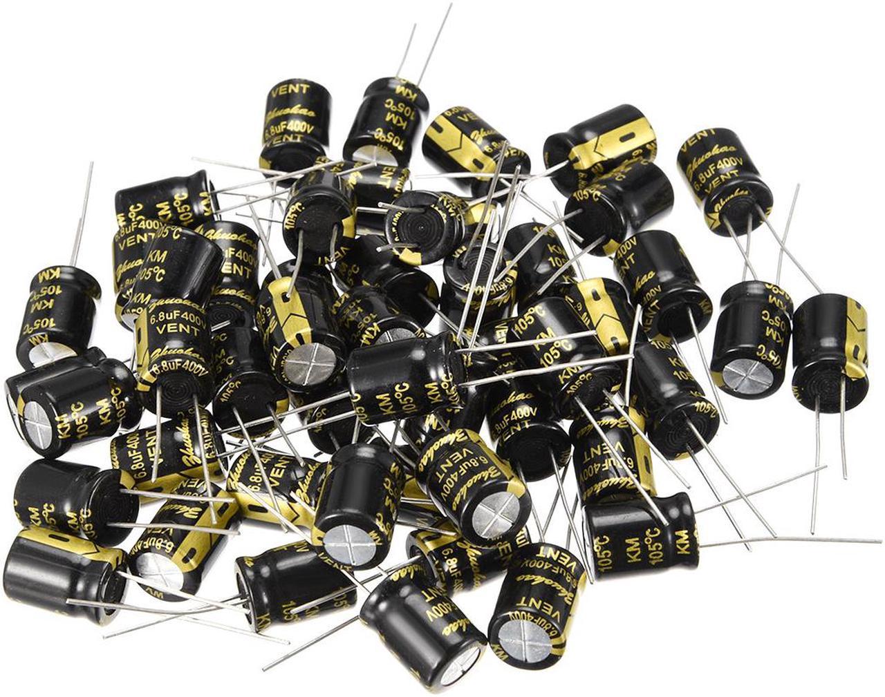 Aluminum Radial Electrolytic Capacitor 6.8uF 400V 2000H 10 x 13 mm Black 50pcs