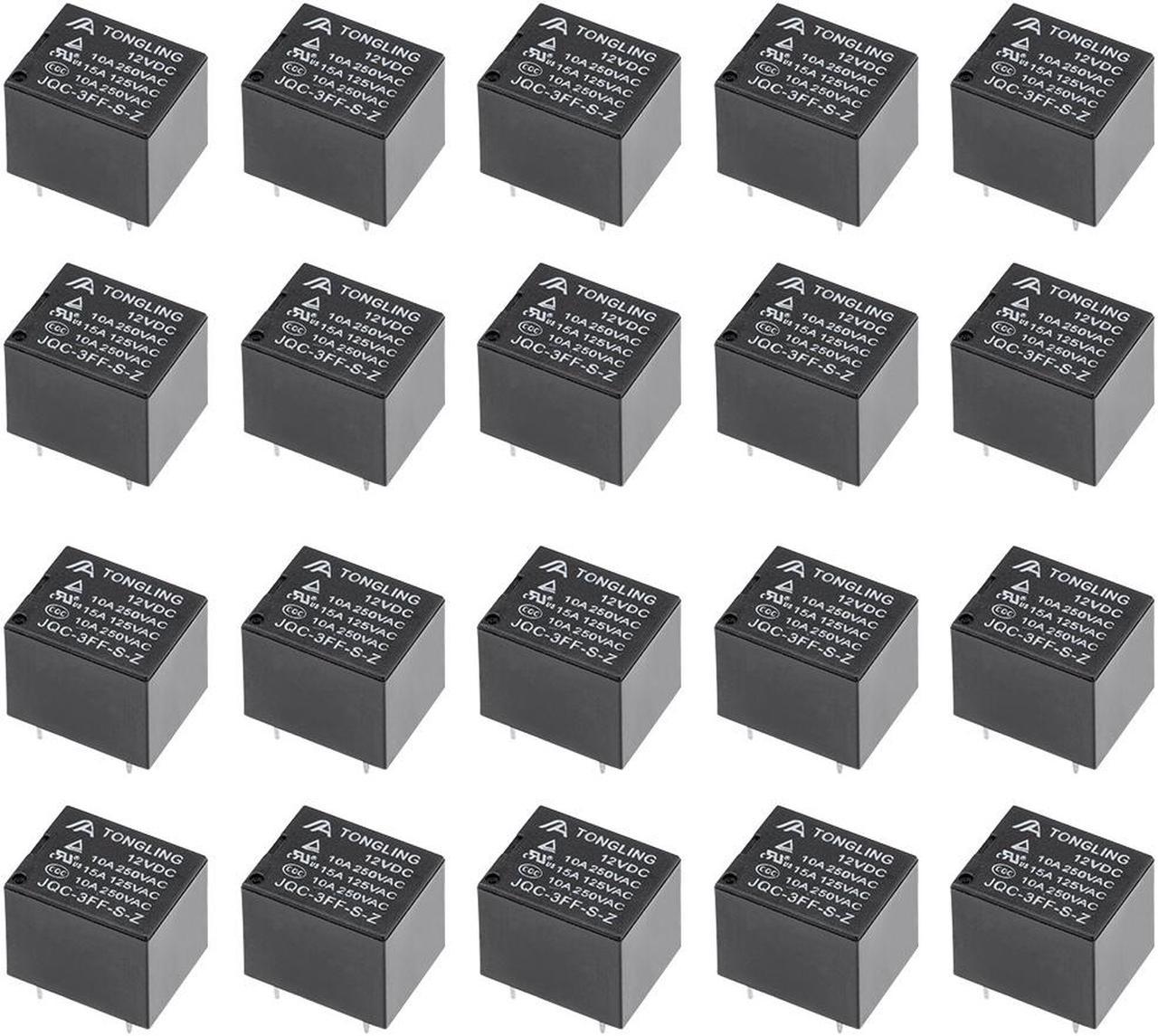 20 Pcs JQC-3FF-S-Z DC 12V Coil SPDT 5 Pin PCB Electromagnetic Power Relay