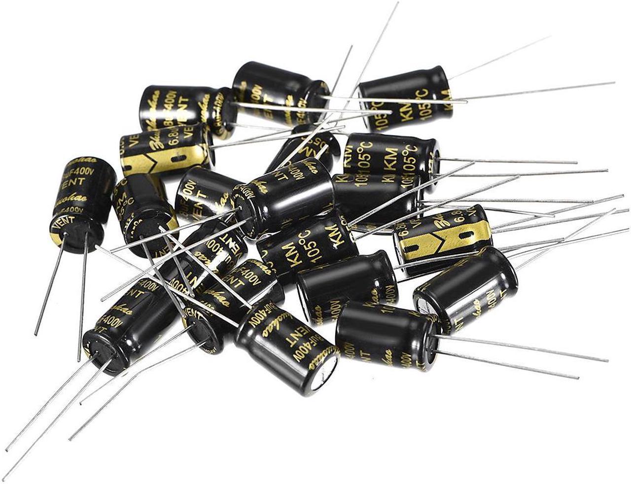 Aluminum Radial Electrolytic Capacitor 6.8uF 400V Life 8 x 12 mm Black 20pcs