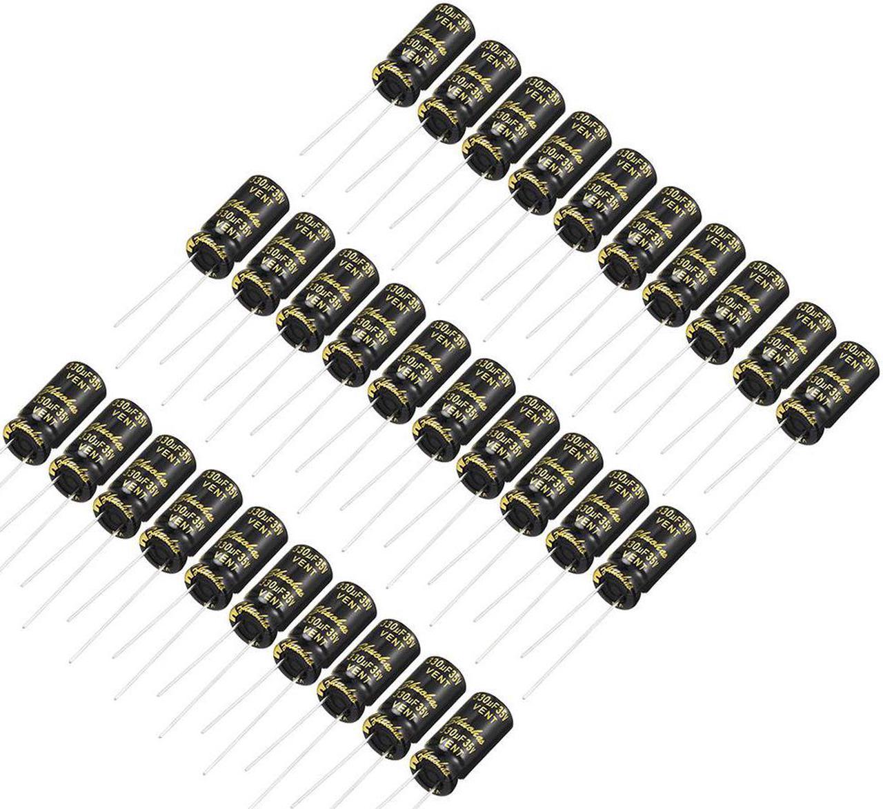 Aluminum Radial Electrolytic Capacitor 330uF 35V 2000H 8 x 16 mm Black 30pcs