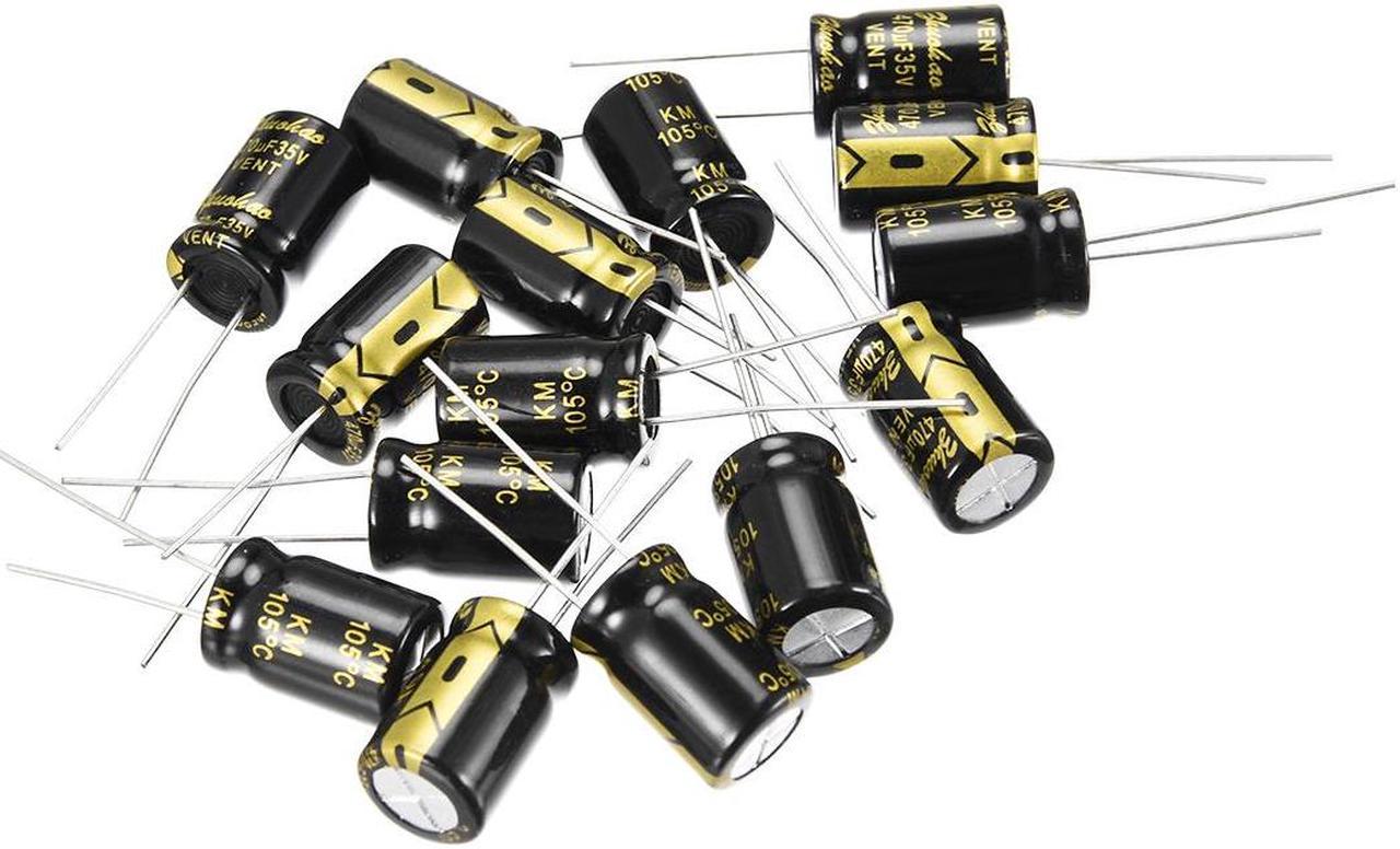 Aluminum Radial Electrolytic Capacitor 470uF 35V 2000H 10 x 15 mm Black 15pcs