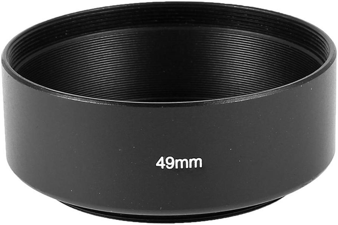 DSLR Camera Filter Screw-in Mount 49mm Aluminum Lens Hood Shade Cover Black