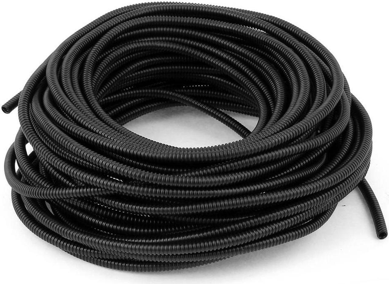 5mmx7mm Dia Flexible Corrugated Conduit Tube Pipe Hose Black 21M