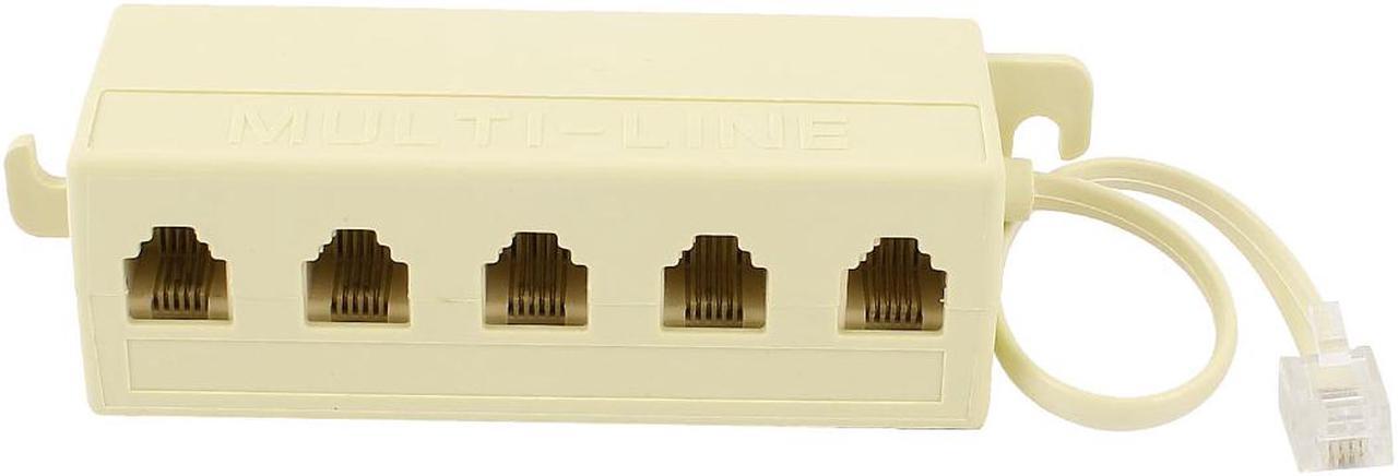 Unique Bargains 6P4C RJ11 5 Way Outlet Modular Jack Telephone Line Adapter Splitter Cable