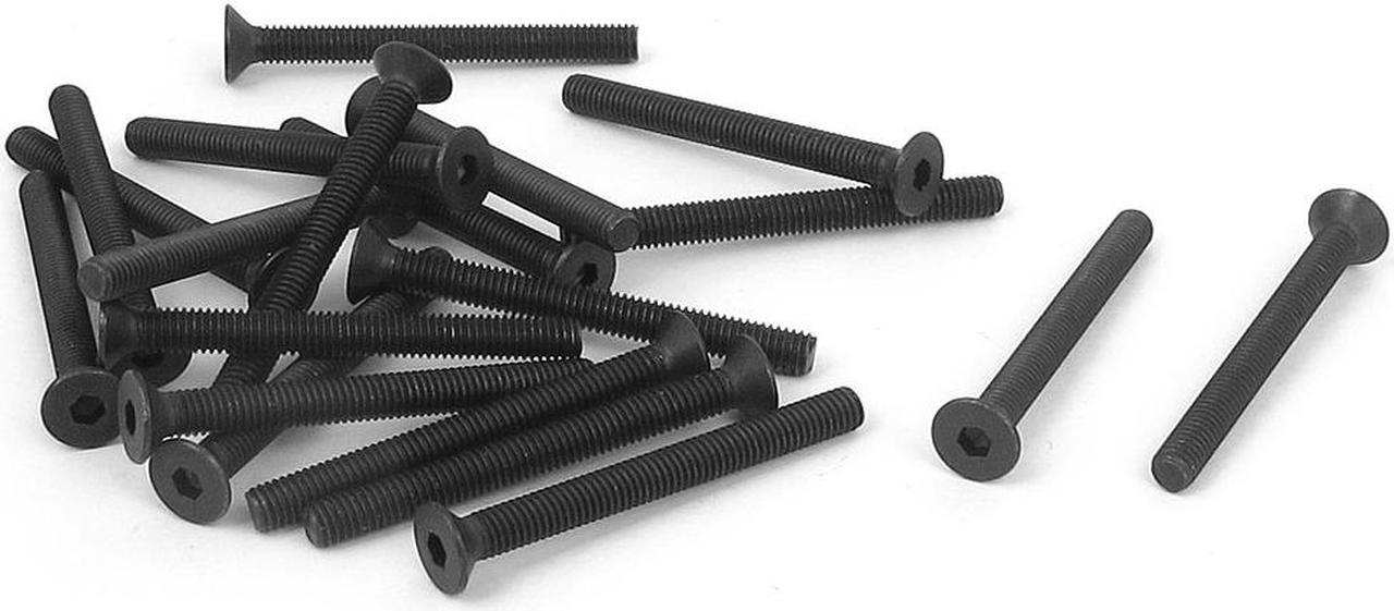 M3 x 30mm Metric Hex Socket Countersunk Flat Head Screw Bolts Black 20PCS