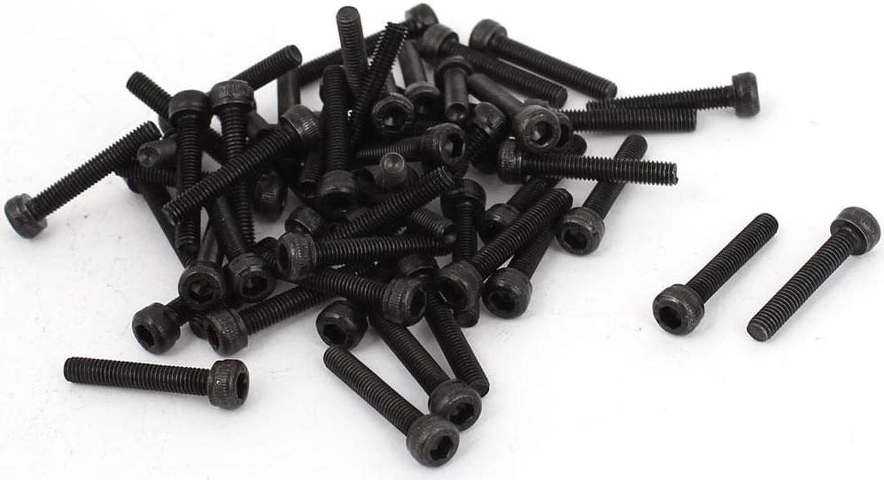 Unique Bargains M3 x 18mm Alloy Steel Hex Bolt Socket Head Cap Screws Black 50 Pcs