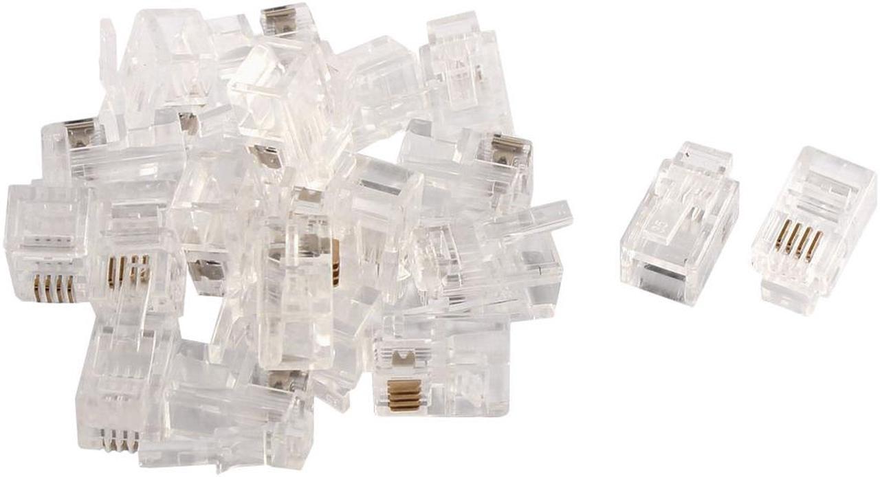 Unique Bargains 20pcs RJ9 4P4C Telephone Cable End Phone Adapter Connector Modular Plug