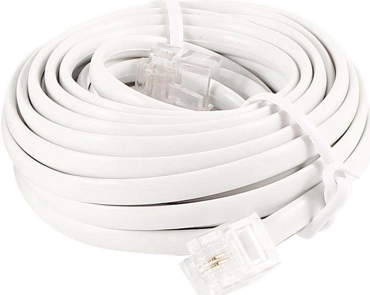 4.5M 15ft RJ11 6P4C Telephone Extension Cable Connector Off White