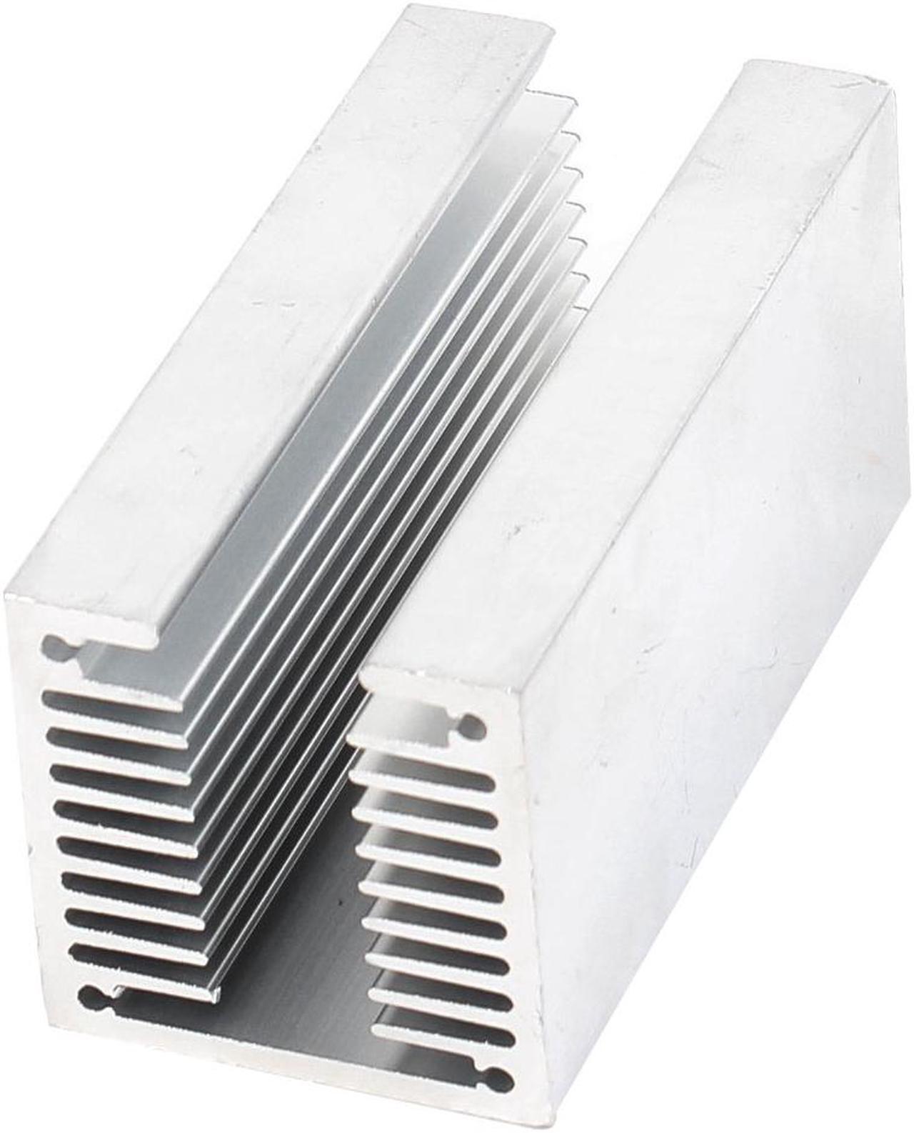 Silver Tone U Slotted Aluminium Radiator Fin Heat Sink 80x40x40mm