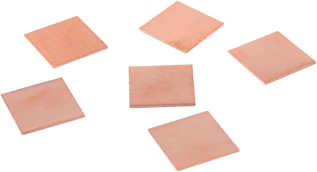 6 Pcs 15mm x 15mm x 0.5mm CPU Heatsink Copper Shim Spacer Pad for Laptop