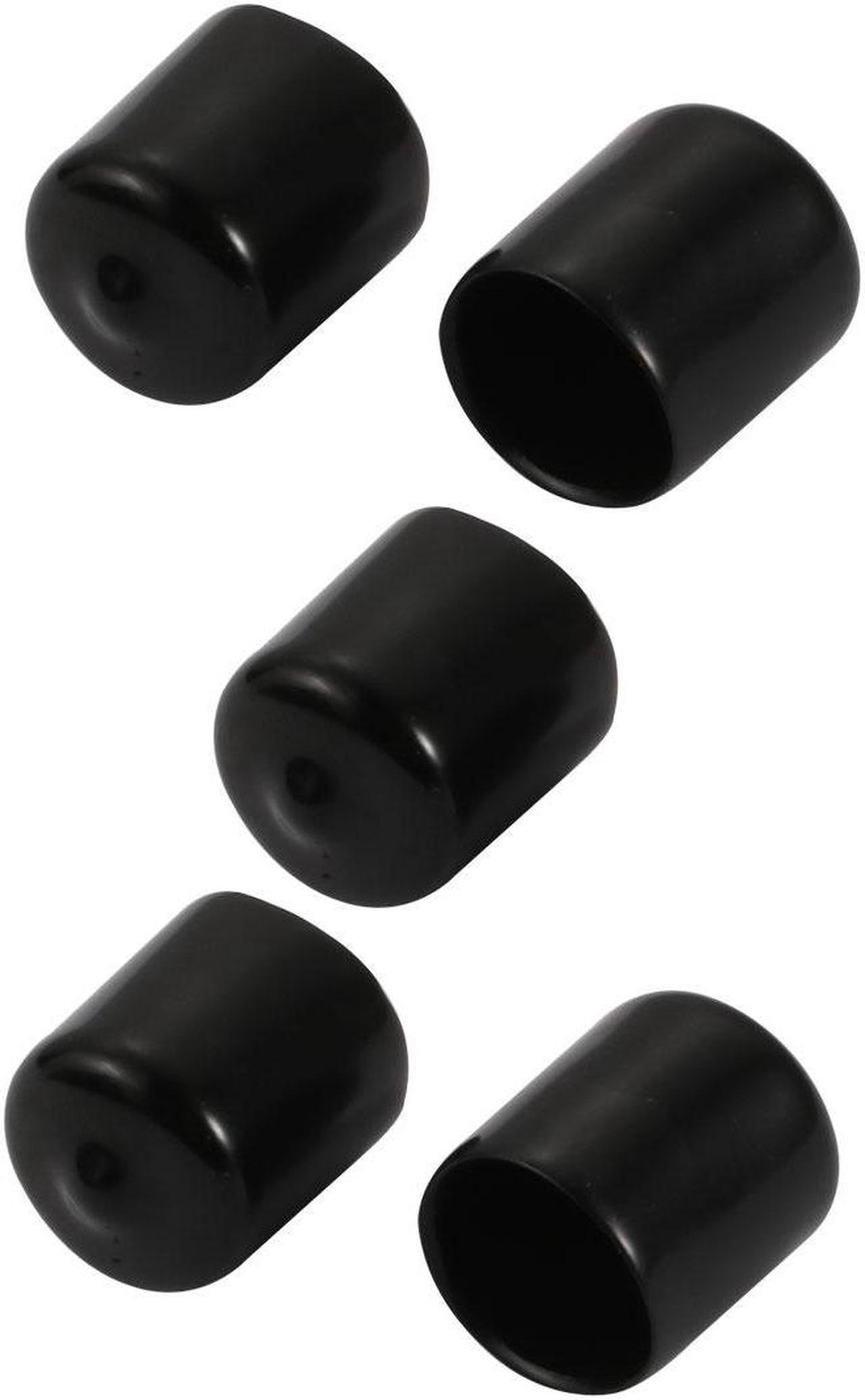 5Pcs 16mm Inner Dia PVC Flexible Vinyl End Cap Screw Thread Protector Cover Black