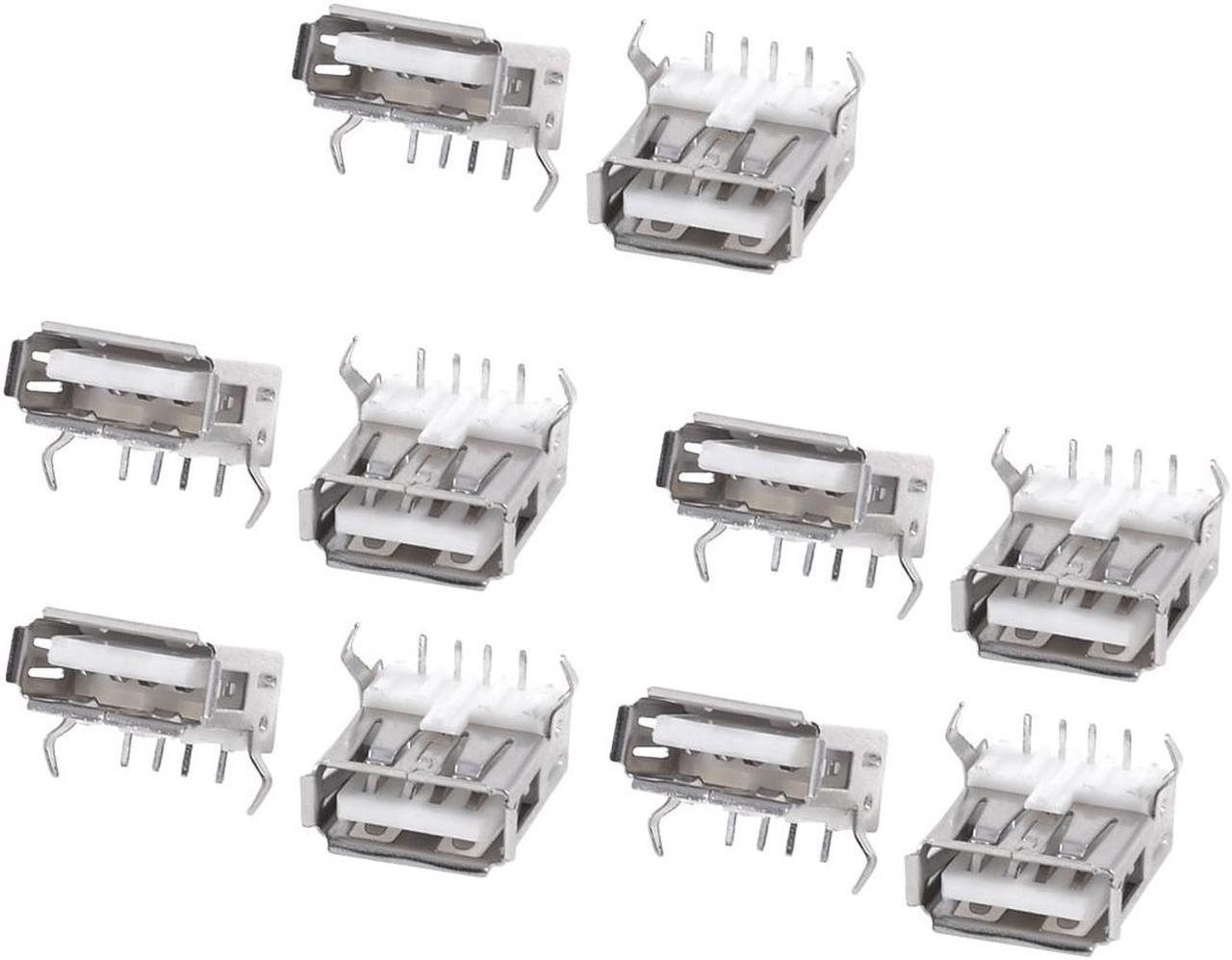 Unique Bargains 10PCS Computer PC USB Female Soldering Connector PCB Panel Socket Jack