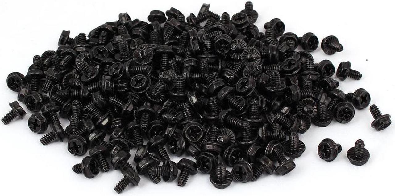 6#-32 Black Zinc Plated Hex Phillips Head PC Computer Case Screw Fastener 400pcs